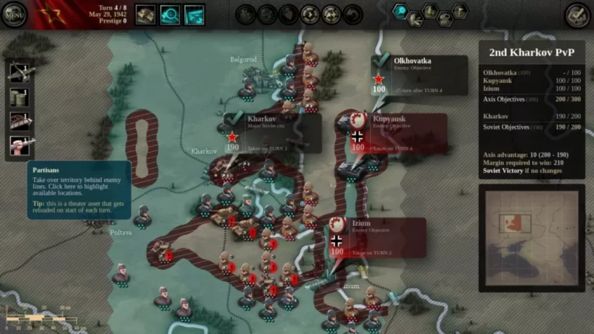 Карта с боевыми действиями в районе Харькова в Unity of Command
