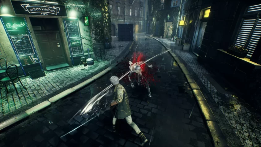 Персонаж с оружием в Vampire: The Masquerade - Bloodhunt