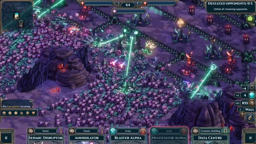 Ситуация с плотным оборонительным построением в игре Warcana
