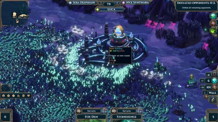 Игровой процесс с бойцами и базой в игре Warcana