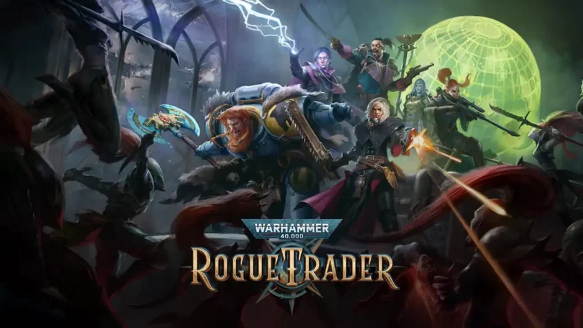 Warhammer 40,000: Rogue Trader Группа персонажей в эпичной битве с врагами во вселенной Warhammer 40,000
