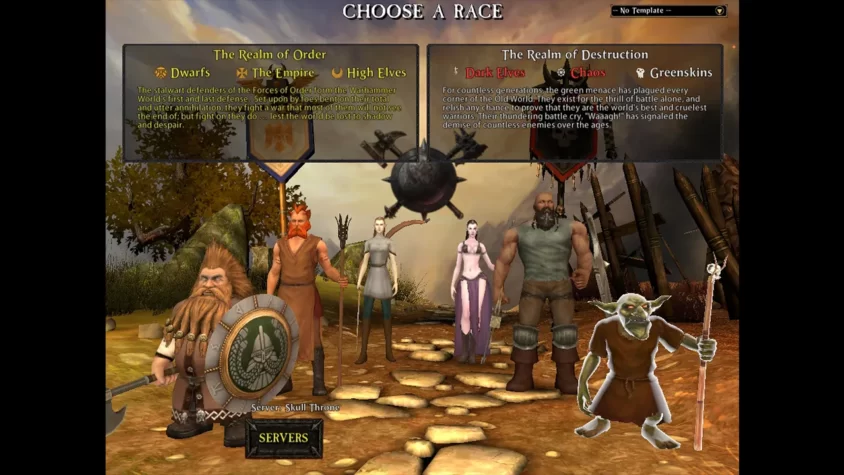 Персонаж в снаряжении на экране выбора Warhammer Online: Age of Reckoning