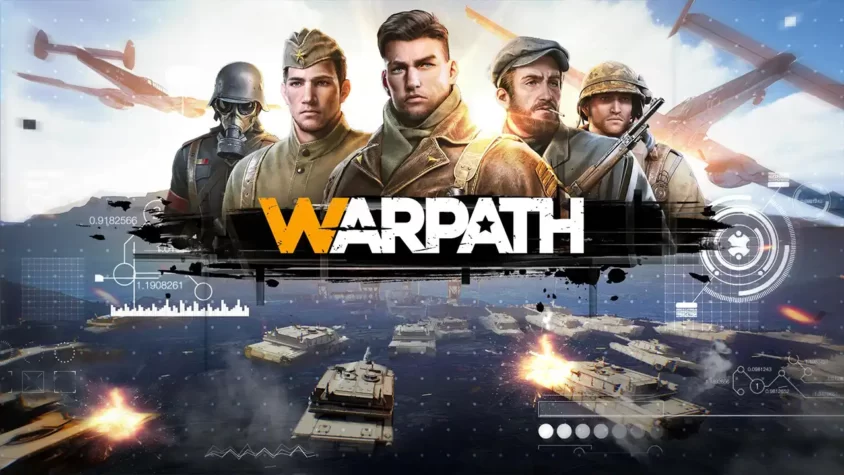 Обложка игры Warpath с изображением военных в разных формах и военной техники
