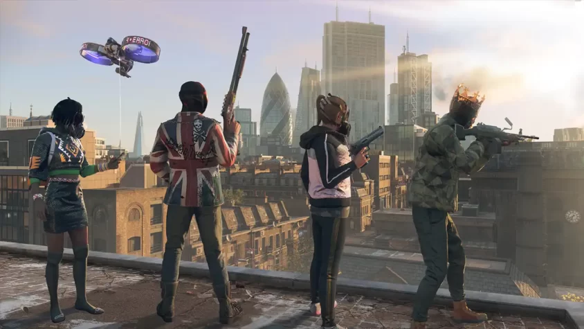 Скриншот из Watch Dogs: Legion - Дроны на фоне Лондона