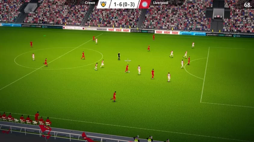 Интерфейс игры We Are Football 2024, с забавным счётом 1-6