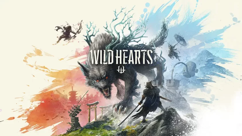 Wild Hearts – Зверь, что плюнул на все законы природы и самурай с игрушечным арсеналом Постер игры Wild Hearts. Огромный волк с деревьями вместо шерсти и самурай, пытающийся с ним разобраться