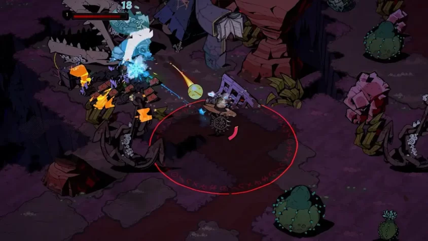 Геймплей из Wizard with a Gun, персонаж стреляет