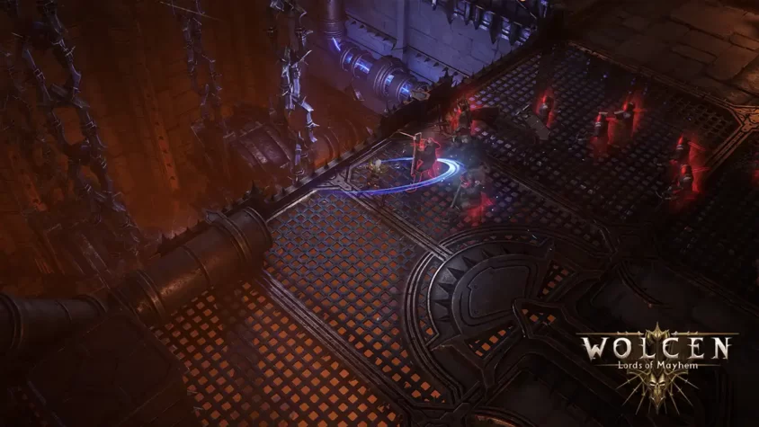 Скриншот сражения в технологическом подземелье Wolcen: Lords of Mayhem