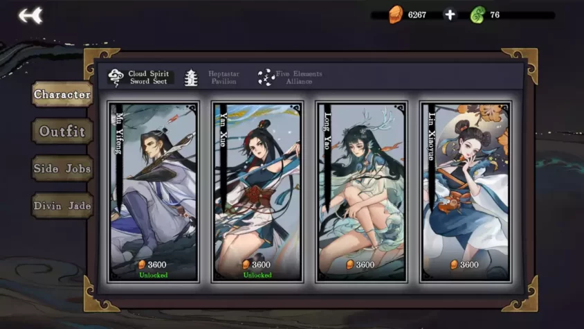 Персонажи и их навыки в Yi Xian: The Cultivation Card Game