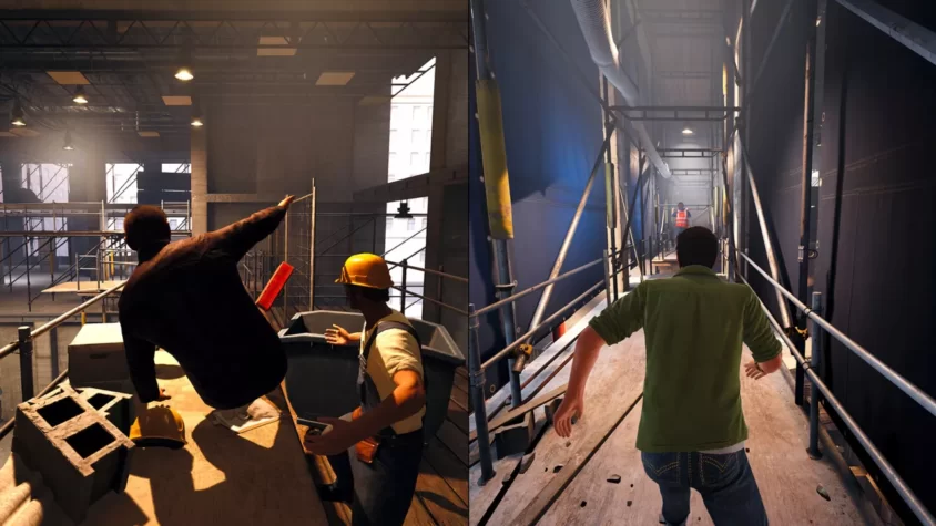 Погоня по строительным лесам в A Way Out