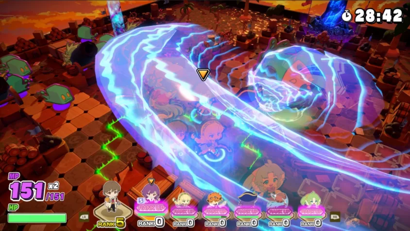 Магическая атака в игре Adventure Academia: персонажи сражаются с врагами, выпуская мощные заклинания