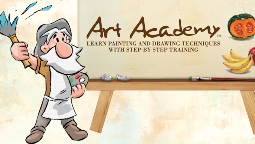 Art Academy: освоение искусства рисования и живописи Обложка игры Art Academy, старичок с кисточкой учит рисовать