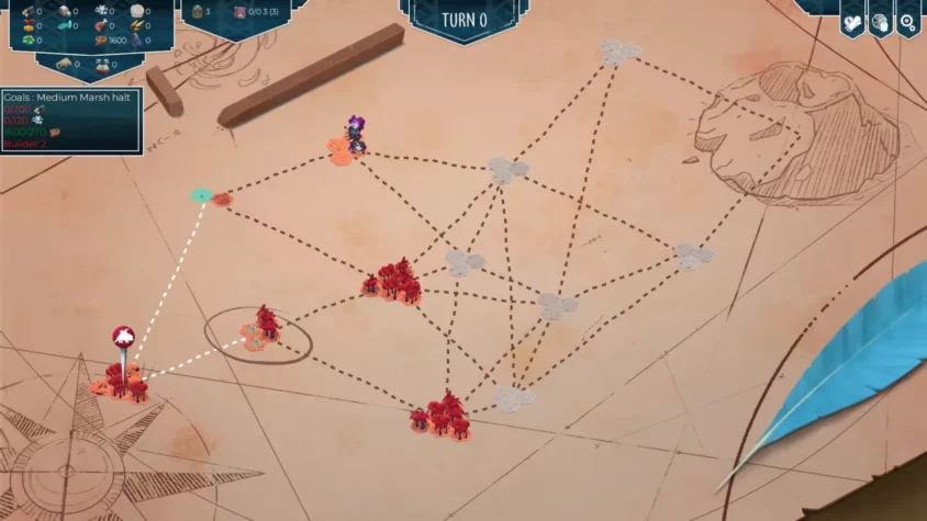 Игровая карта с маршрутами и целями для достижения