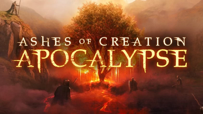 Ashes of Creation Apocalypse Обложка игры Ashes of Creation Apocalypse, с эпической атмосферой разрушения и магии