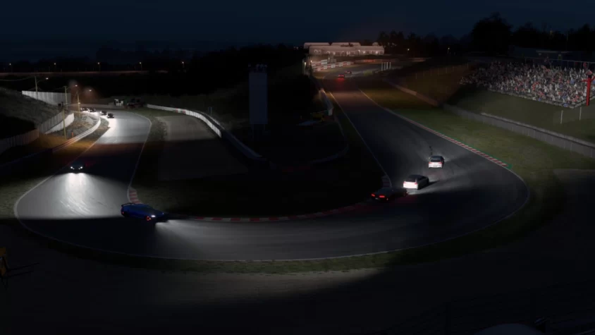 Гонка на ночной трассе в Assetto Corsa EVO с несколькими автомобилями