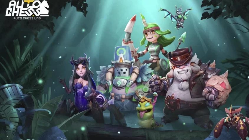 Auto Chess — игра, где шахматные фигуры вдруг обрели личности и оружие Обложка игры Auto Chess, с яркими героями, готовыми к битве в сказочном мире