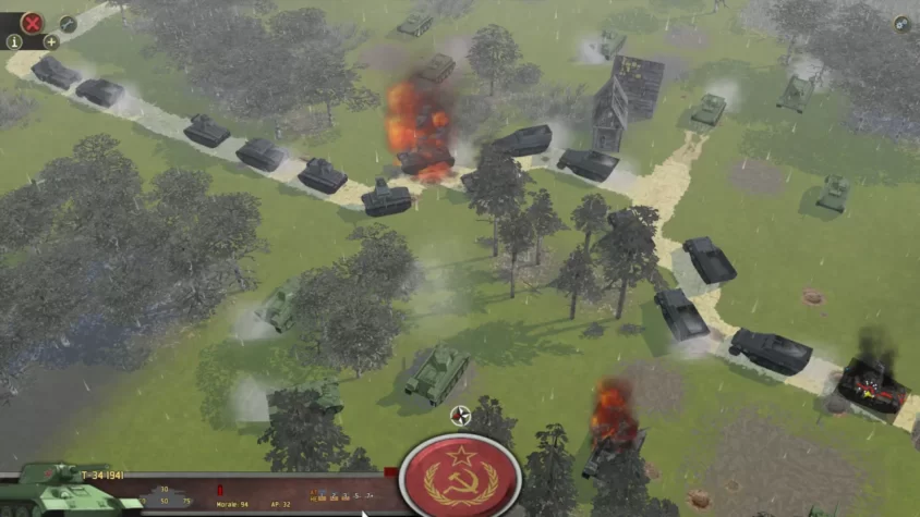 Геймплей Battle Academy 2: Eastern Front с танками и взрывами на поле боя