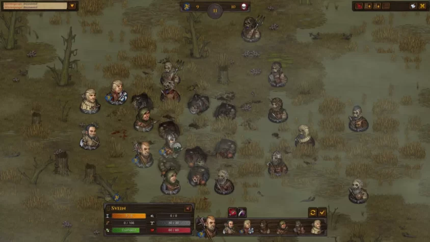 Бой в болотистой местности в Battle Brothers, столкновение с нежитью