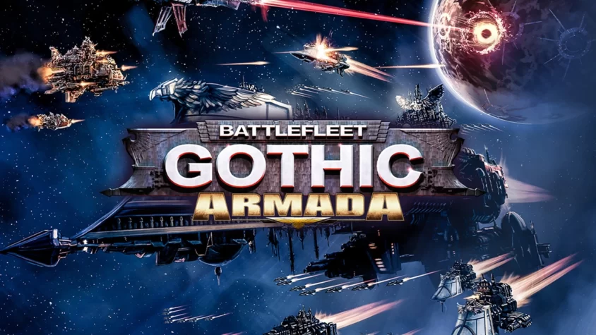 Battlefleet Gothic: Armada — эпичные космические битвы на фоне темного и мрачного мира Обложка игры Battlefleet Gothic: Armada — космические сражения с добавлением гигантских кораблей и странных технологий