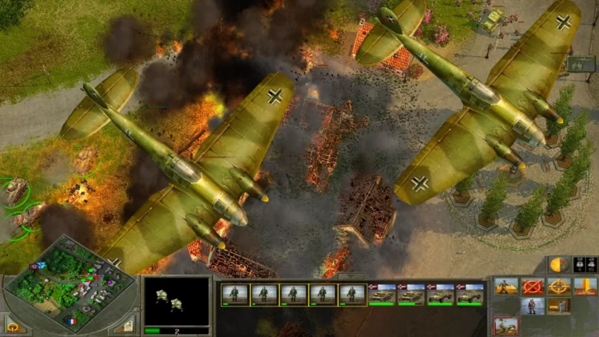 Самые мощные немецкие истребители оставляют следы на поле битвы в Blitzkrieg 2
