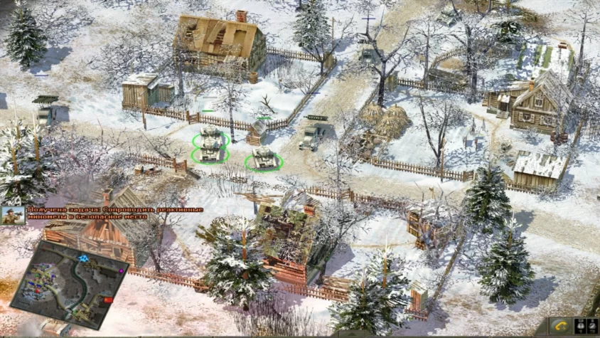 Зимний ландшафт и танки, сопровождающие важную технику в Blitzkrieg 2