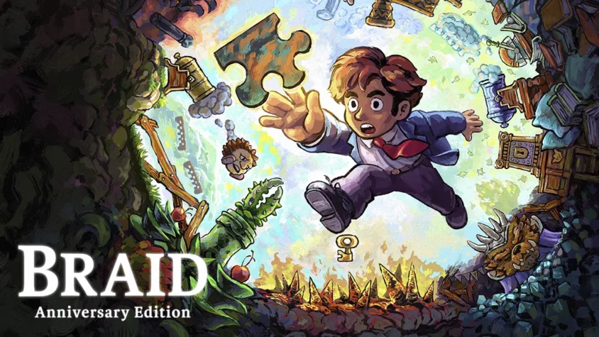 Braid - Anniversary Edition Обложка игры Braid, с изображением персонажа, падающего в мир головоломок