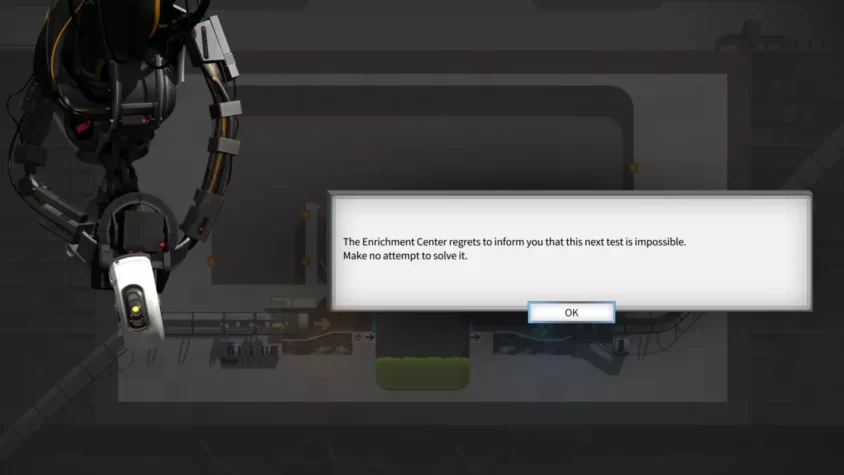 Система Aperture Science предупреждает, что этот тест невозможен, но кто остановит любителей построить мост?
