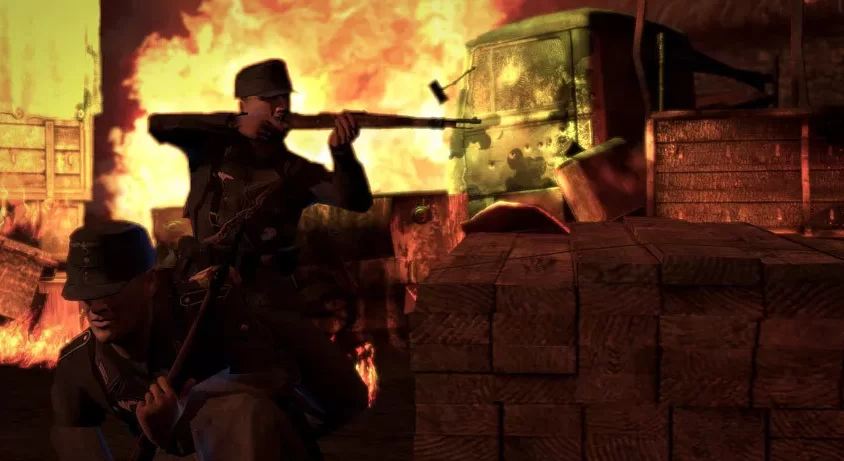 Немецкие солдаты в Brothers in Arms: Hell's Highway, сражаются под огнем