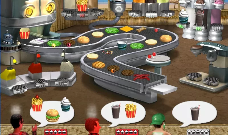 Процесс приготовления в Burger Shop 2