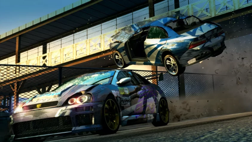 Два автомобиля в столкновении в Burnout Paradise Remastered