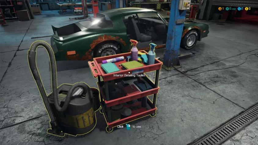 Инструменты для чистки интерьера в Car Mechanic Simulator 2018