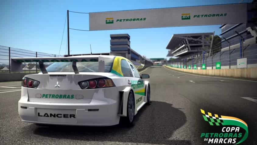 Машина Mitsubishi Lancer на старте гонки в Copa Petrobras de Marcas