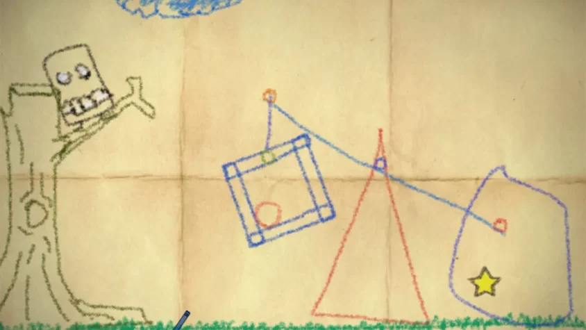 Игровой момент Crayon Physics Deluxe — гениальные решения с помощью нарисованных объектов