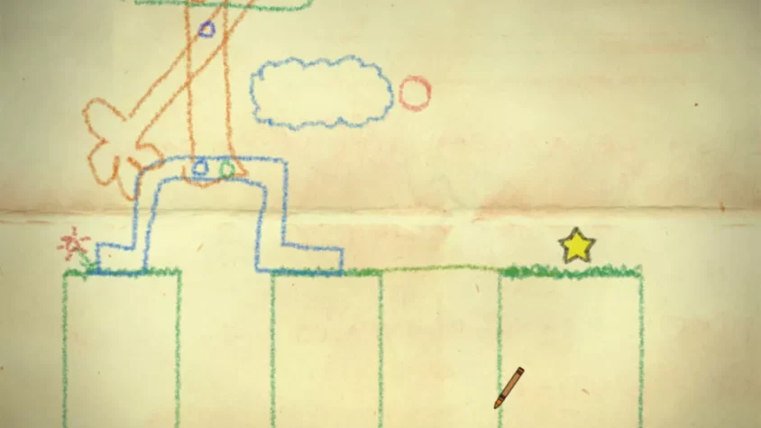 Игровой момент Crayon Physics Deluxe — ещё одна странная задача с нарисованными элементами