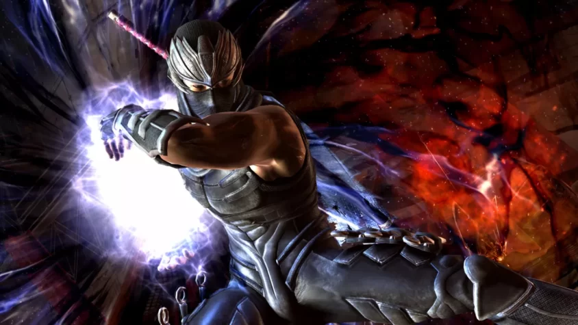 Персонаж Ниндзя в бою, с использованием электрической атаки в Dead or Alive 5