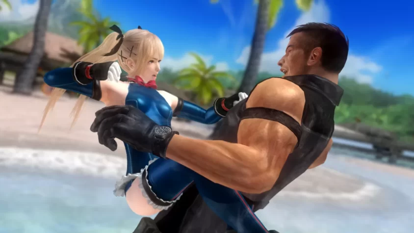 Бой на пляже между персонажами в Dead or Alive 5
