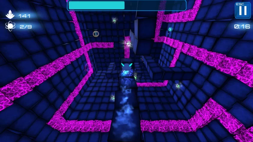 Игровой процесс с яркими неоновыми элементами и головоломками в стиле Deep Blue