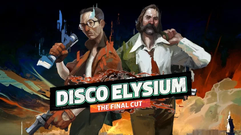 Disco Elysium: The Final Cut Обложка игры Disco Elysium с главными персонажами, один держит пистолет, другой нож