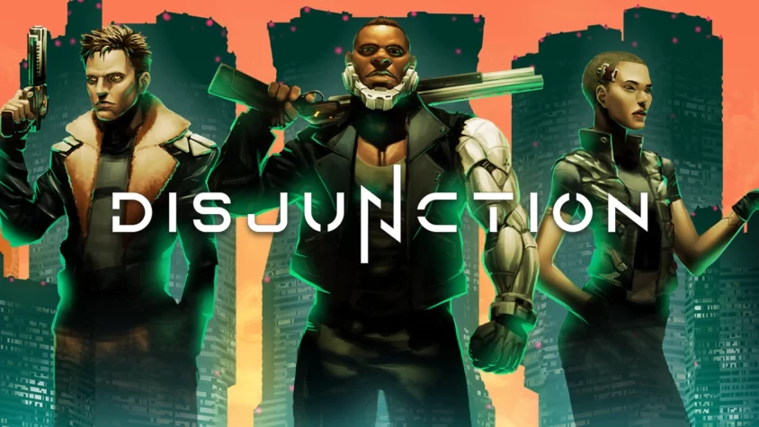 Disjunction — будущее, где кибернетика и преступность идут рука об руку Обложка игры Disjunction с персонажами в футуристичном городе