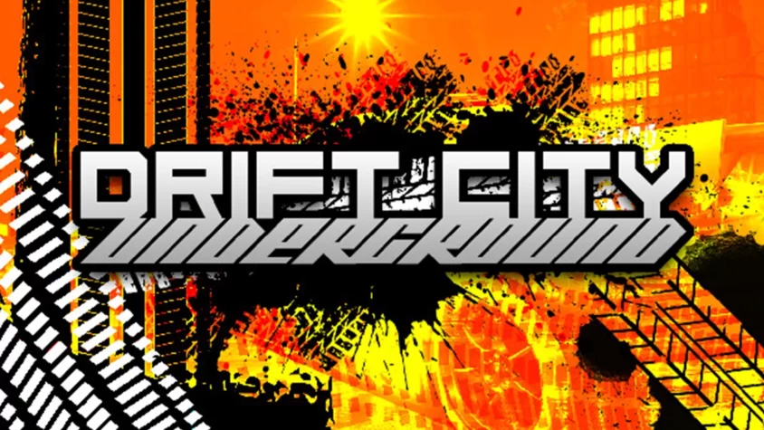 Drift City Underground Обложка игры Drift City Underground, стильный логотип на фоне ярких, динамичных цветов