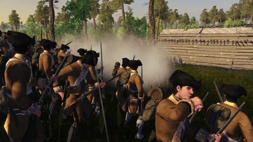 Солдаты с оружием на поле битвы в игре Empire: Total War