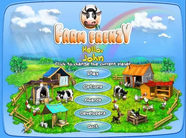 Главное меню игры Farm Frenzy с выбором игрока