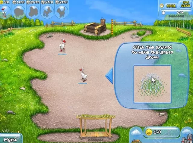 Игровой процесс в Farm Frenzy с указаниями по выращиванию травы