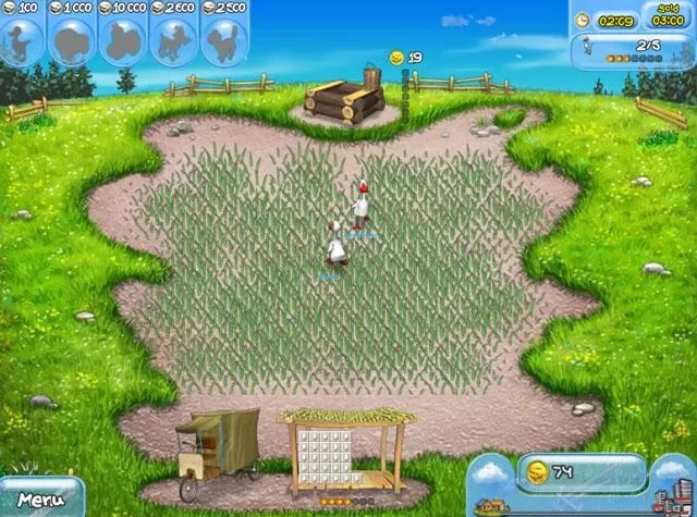 Процесс выращивания травы в игре Farm Frenzy