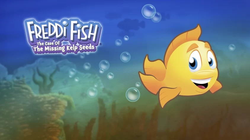 Freddi Fish и Тайна пропавших водорослей Обложка игры Freddi Fish and the Case of the Missing Kelp Seeds