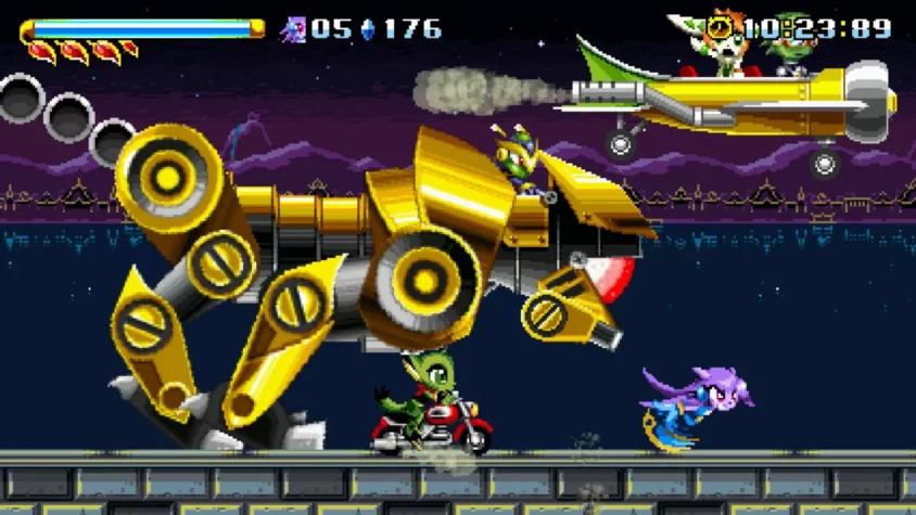 Героини Freedom Planet сражаются с гигантским золотым роботом, потому почему бы и нет?