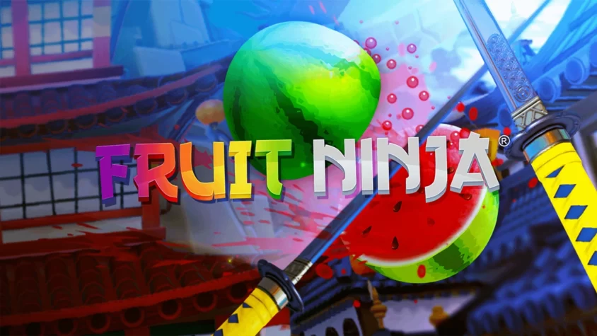 Fruit Ninja VR: отруби арбузы и получи бонусы Обложка игры Fruit Ninja VR с ярким арбузом и саблей
