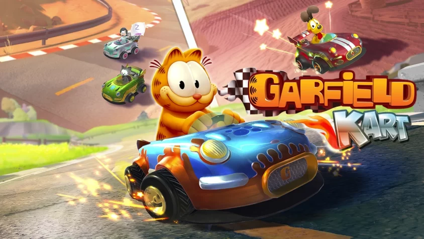 Garfield Kart: гонки с Гарбом Обложка игры Garfield Kart с Гарбом за рулем гоночного автомобиля