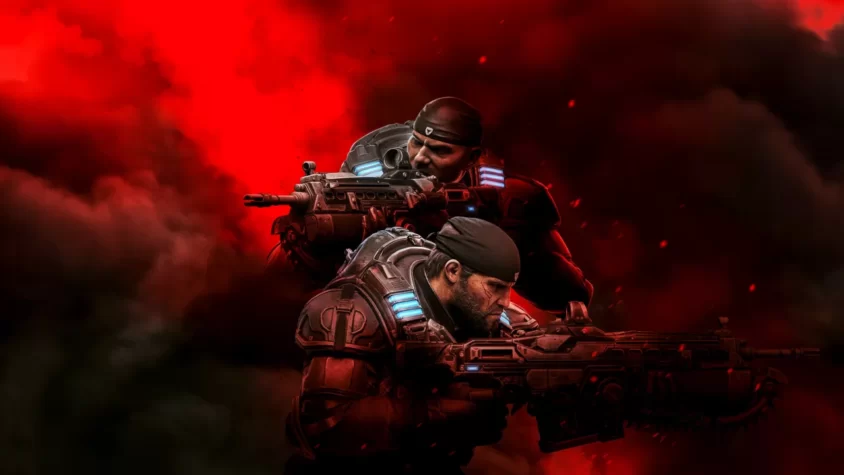 Персонажи Gears 5 в боевой позе, готовые к уничтожению врагов