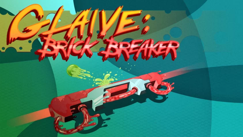 Обложка игры Glaive: Brick Breaker с яркими цветами и стилем в духе ретро-игр